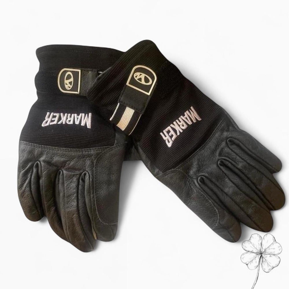 Marker Black Leather Winter Gloves